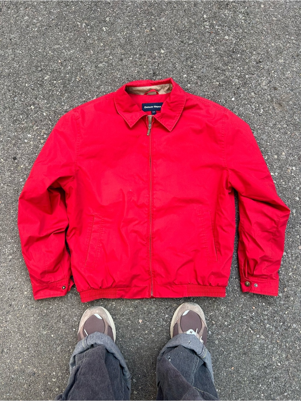 Denver Hayes Red Harrington Jacket with Zip Front